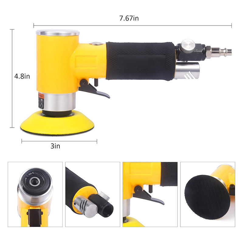 BowLift | 2"3" Mini Air Sander Pneumatic Random Orbital Sander High Speed Air Polisher for Auto Body Work, Woodworking