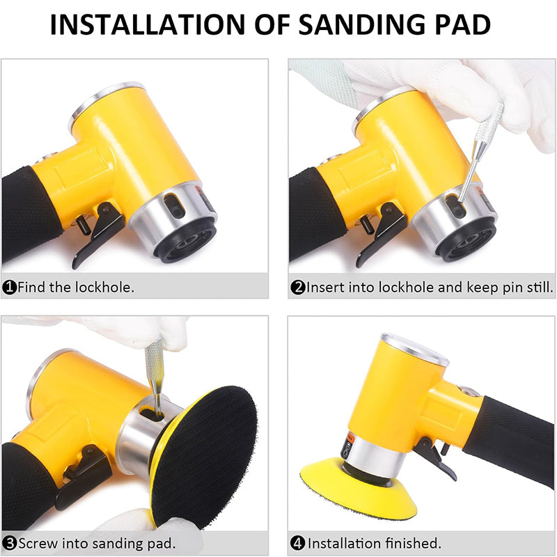 BowLift | 2"3" Mini Air Sander Pneumatic Random Orbital Sander High Speed Air Polisher for Auto Body Work, Woodworking