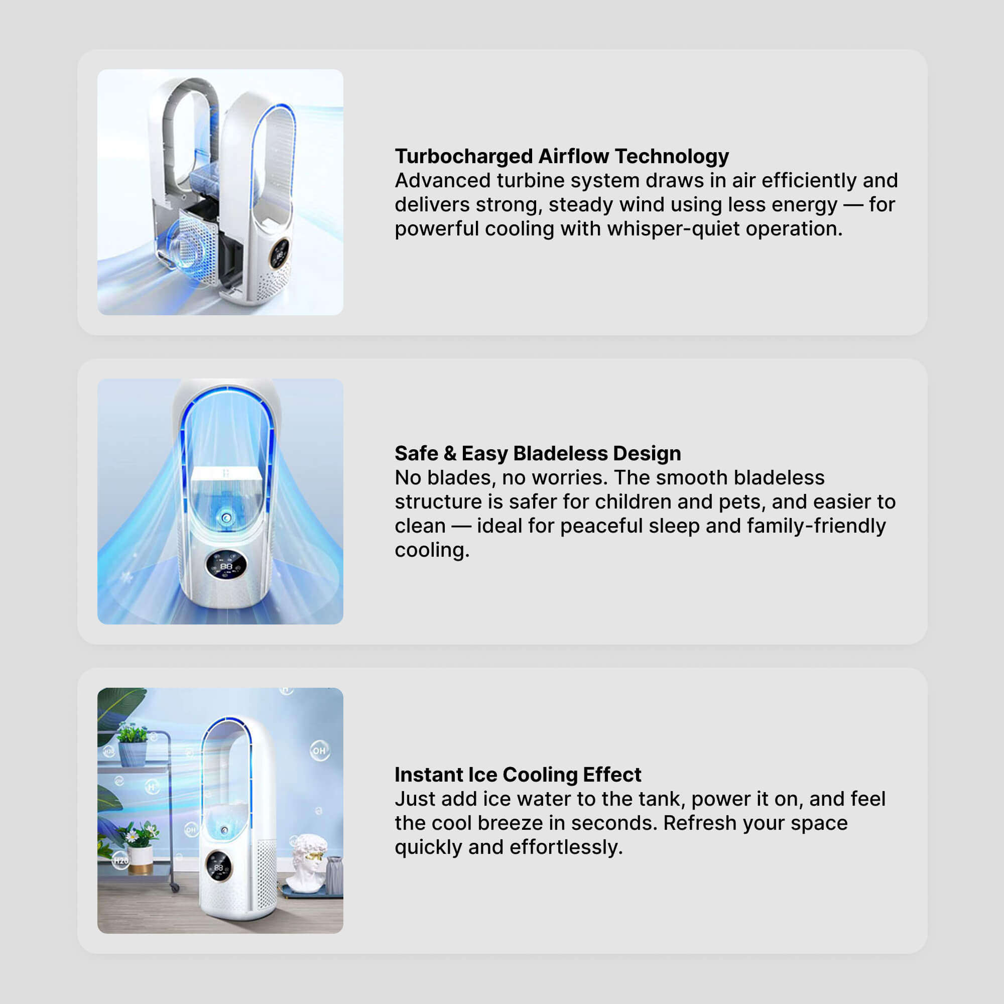 BowLift | Bladeless Portable Air Conditioner | Ultra-Quiet, Ergonomic Design & Ideal for Home and Office Use