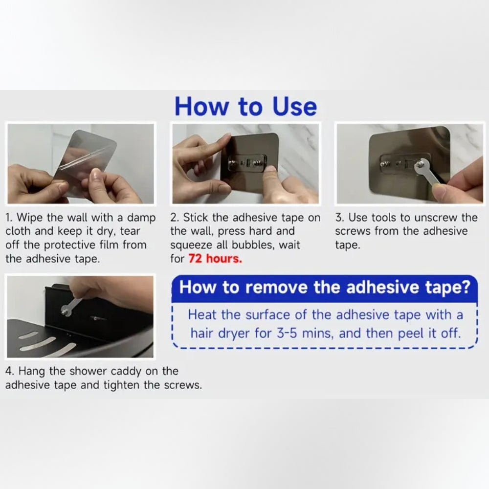 BowLift | Aluminum Corner Shower Caddy Rack