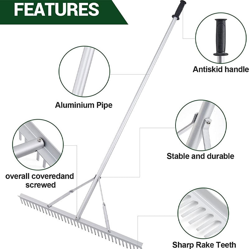 BowLift | Lightweight Aluminum Detachable Garden Rake Grass Rake Lake Rake Garden Rake