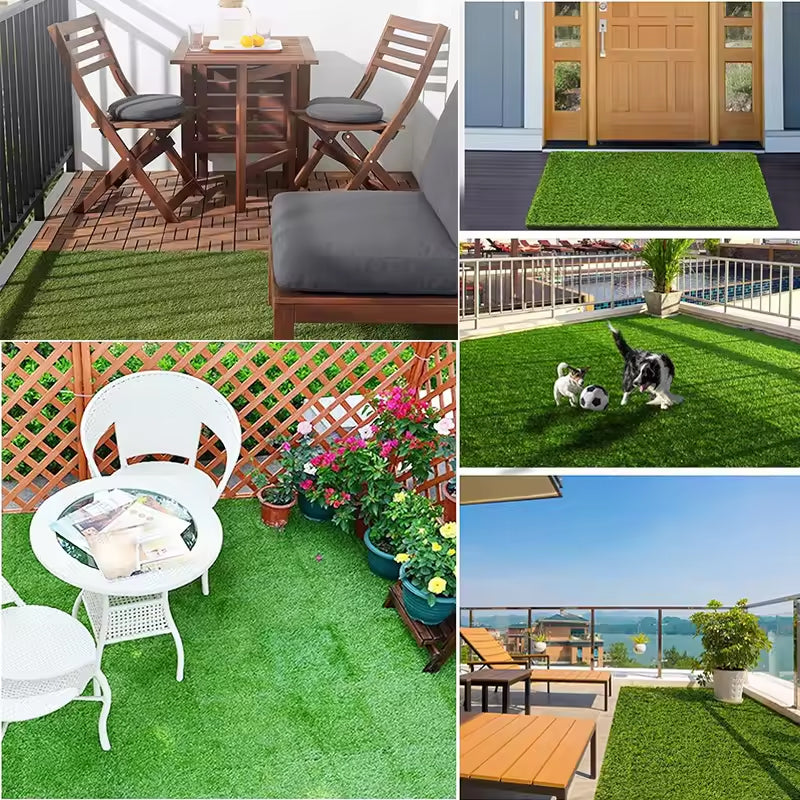 BowLift | 18 Pcs 12 x 12 Synthetic Grass Square Mats Artificial Grass Turf Patch Tiles Diy Grass Decoration