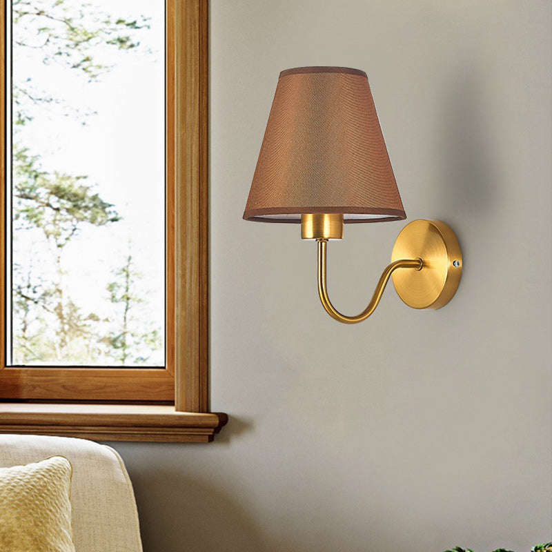 BowLift | Contemporary Nordic Round Curved Rod Iron Fabric Shade 1-Light Wall Light Lamp for Living Room