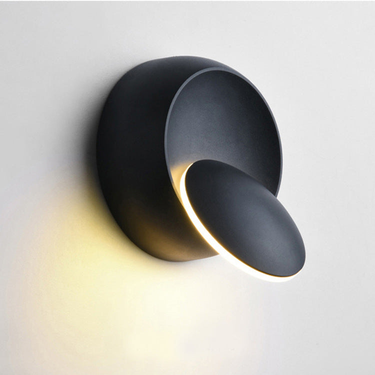 BowLift | Contemporary Nordic Iron Round Eclipse Rotatable LED Wall Light for Nightstand