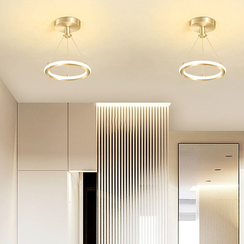 BowLift | Contemporary Nordic Round Metal Silica LED Semi-Flush Mount Ceiling Light for Corridor