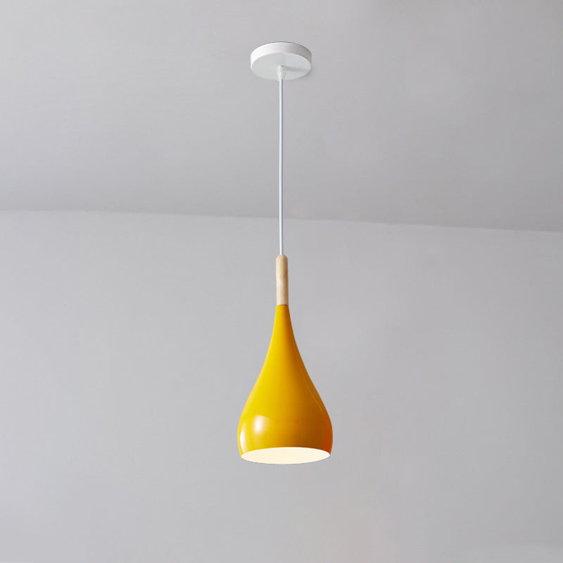BowLift | Nordic Iron Wood Aluminum Pumpkin Water Drop 1-Light Pendant Light for Dining Room