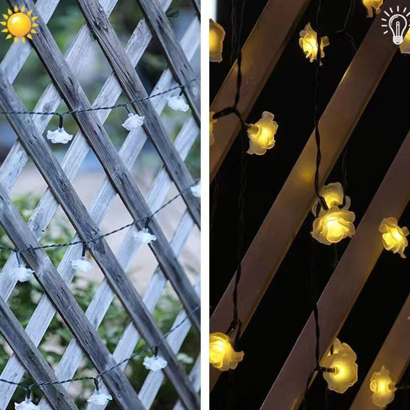 BowLift | Modern Art Deco Solar Battery Waterproof PVC Rose Romantic Decoration LED String Light For Garden