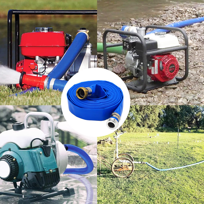 BowLift | 2 Inch ID × 50 Feet Pool Backwash Hose, Blue PVC Lay Flat Drain Pump Hose For Swimming Pool Draining And Cleaning Filter
