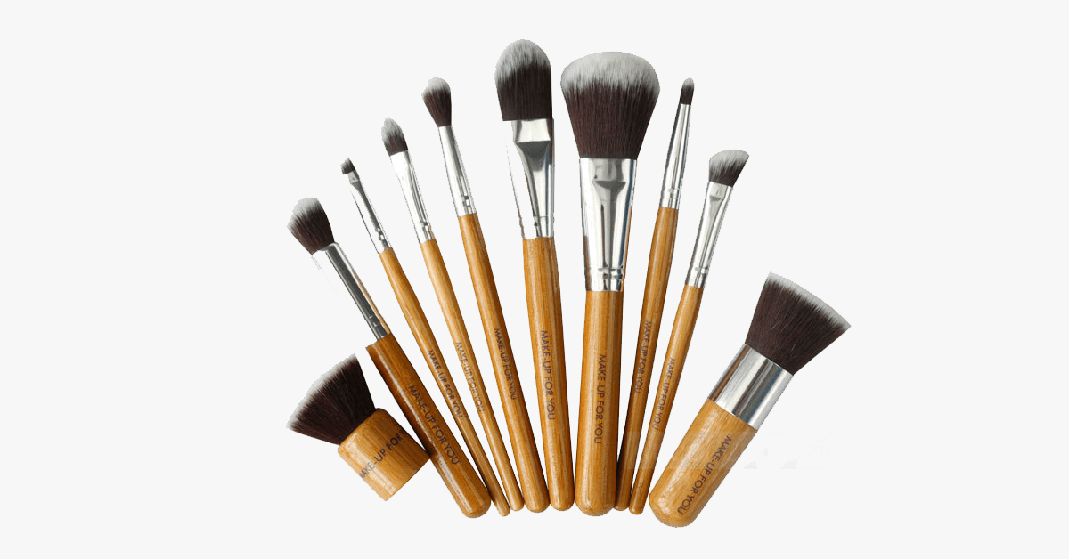 BowLift | Eco-friendly bamboo hairbrush set with free case – A set of 10 make-up brushes for perfect blending