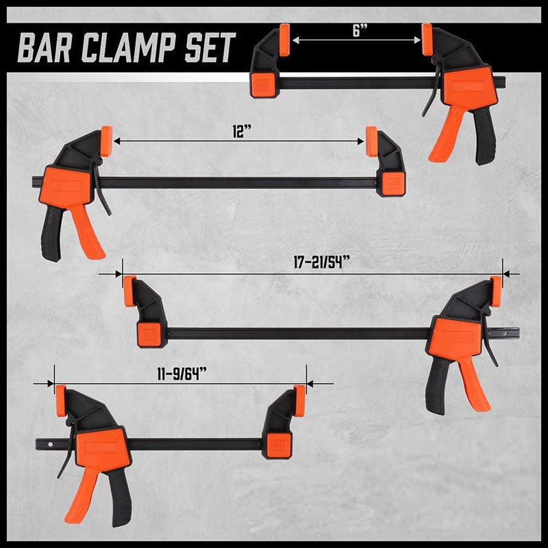 BowLift | 2-Pack Bar Clamps for Woodworking Clamps Sets Quick-Change F Clamp with 150 lbs Load Limit
