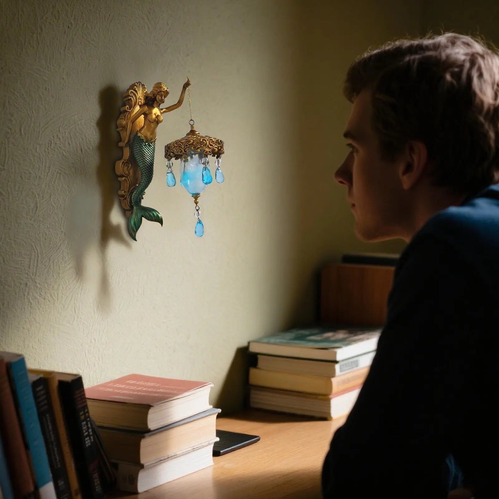 BowLift | Elegant Baroque Mermaid Wall Lamp – Artistic Maritime Wall Lighting for Atmospheric Spaces