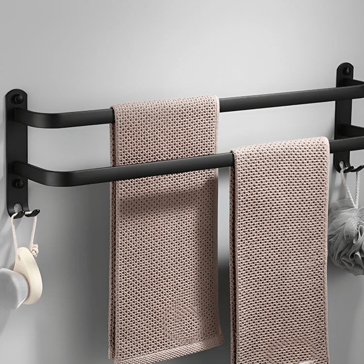 BowLift | FlexRack Wall-Mounted Bathroom Storage Shelf with Towel Holder – Space-Saving Aluminium Rack