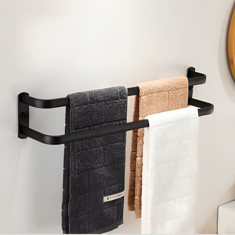 BowLift | FlexRack Wall-Mounted Bathroom Storage Shelf with Towel Holder – Space-Saving Aluminium Rack