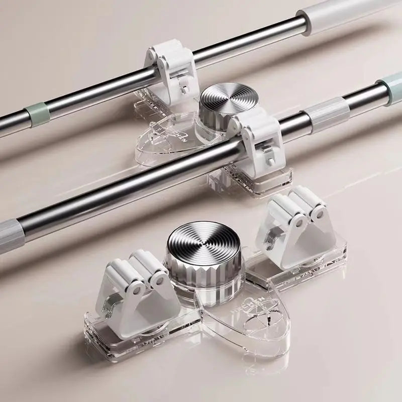 BowLift | Broom clamp with suction cups – Space-saving wall holder with adjustable hooks