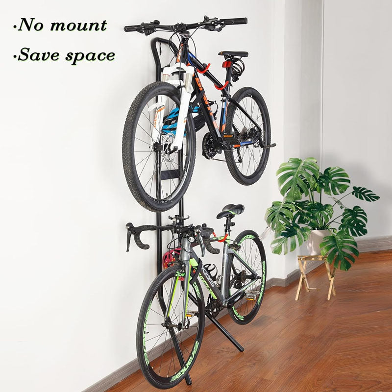 BowLift | 2 Bike Storage Rack Gravity Bike Rack no Drill Heavy Duty Bike Wall Hanger Holds Up to 120lb