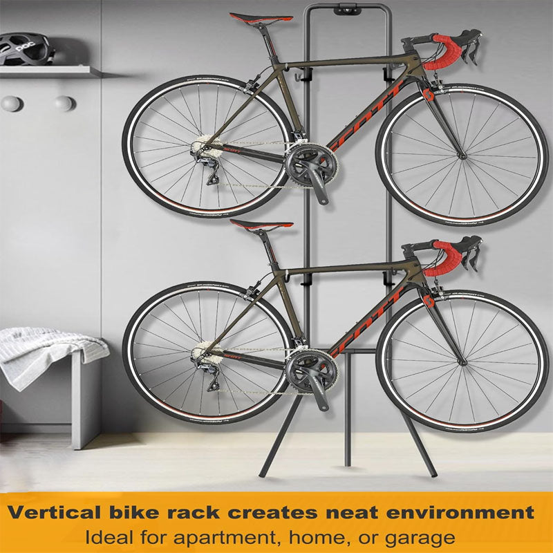BowLift | 2 Bike Storage Rack with 3 Legs Adjustable Arm Hook Sturdy Steel & Easy Assemble for Garage Living Room Shed Holds Up to 100 lbs Black