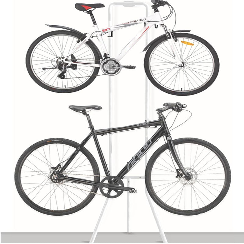 BowLift | 2 Bike Storage Rack with 3 Legs Adjustable Arm Hook Sturdy Steel & Easy Assemble for Garage Living Room Shed Holds Up to 100 lbs Black