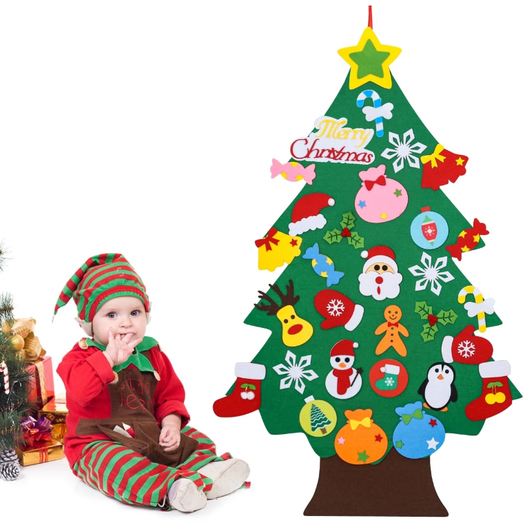 BowLift | Felt Christmas Tree for Kids – Montessori Learning Toy with 32 Ornaments