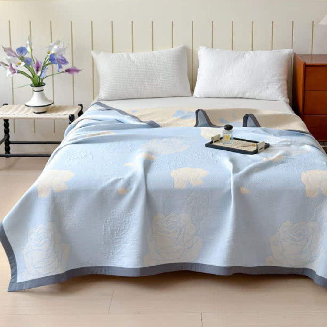 BowLift | Blue Rose Bloom Cotton Blanket