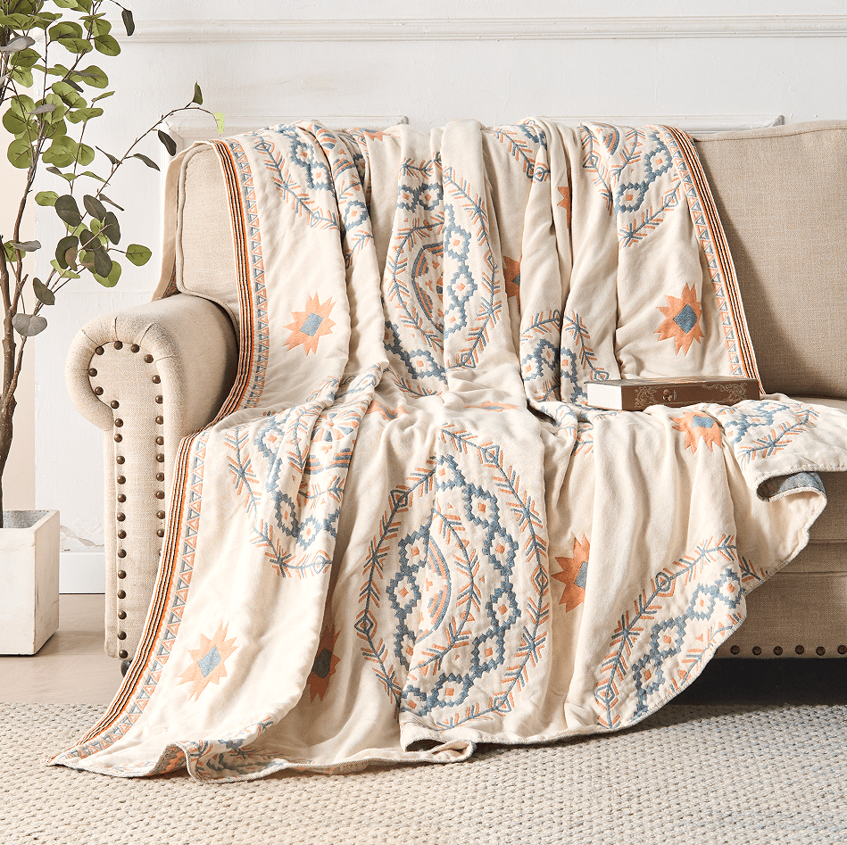 BowLift | Cotton blanket with mandala pattern for indoors & outdoors