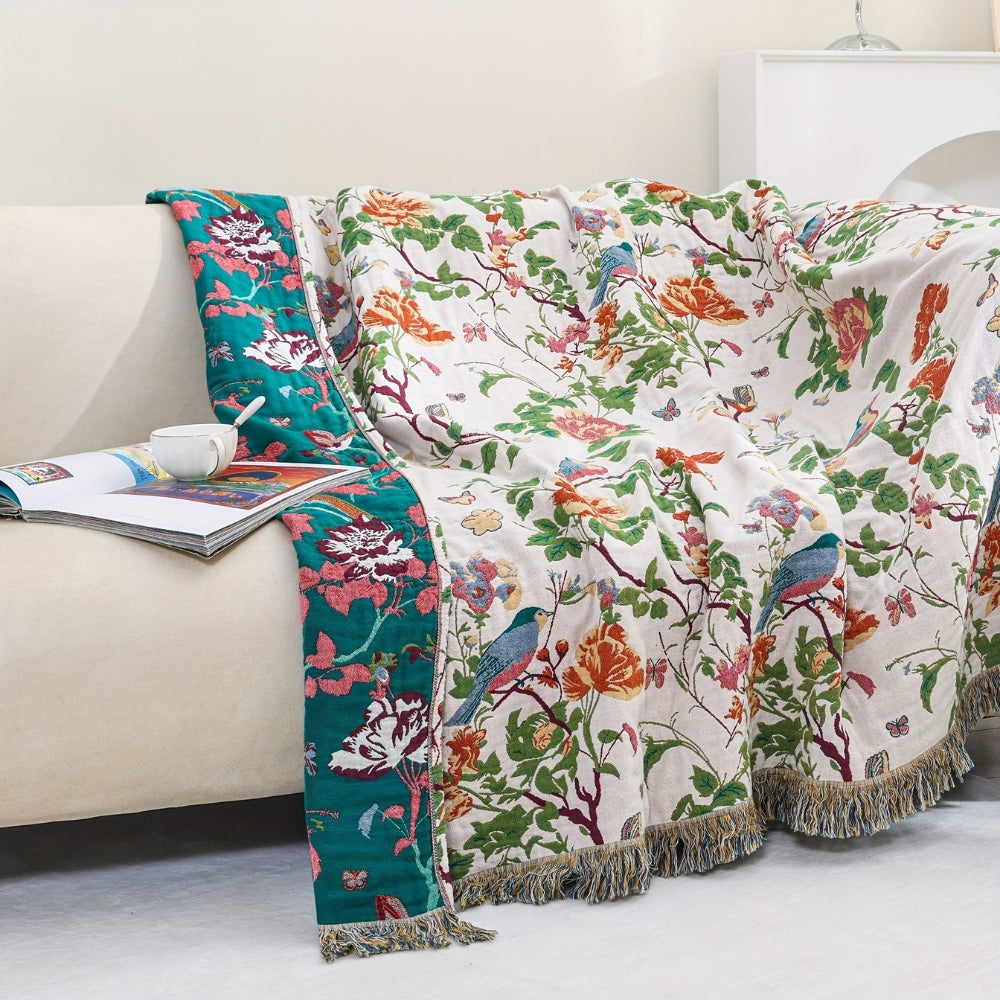 BowLift | Botanic Bluebird Reversible Cotton Blanket