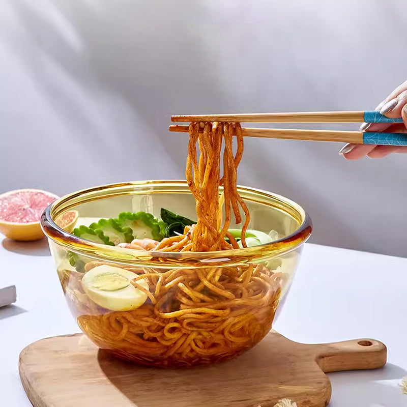 BowLift | High Temperature Resistant Amber Salad Bowl, Household Glass Bowl And Plate Set, Cereal Soup Bowl, Rice Bowl, Microwave Oven Special Tableware