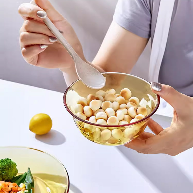 BowLift | High Temperature Resistant Amber Salad Bowl, Household Glass Bowl And Plate Set, Cereal Soup Bowl, Rice Bowl, Microwave Oven Special Tableware