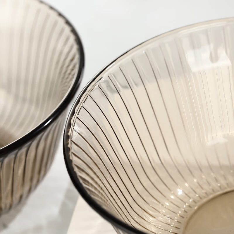 BowLift | Light Luxury Lead-Free Glass Vertical Grain Rice Bowl Set Glass Bowl Salad Bowl Instant Noodle Bowl 320ml 2 Pieces