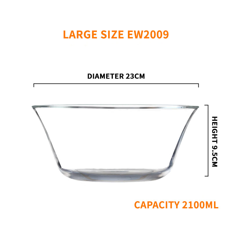 BowLift | Heat-Resistant Tempered Transparent Glass Bowl Creative Household Large Salad Bowl Soup Bowl Microwave Oven Dedicated Large, Medium And Small Three-Piece Set