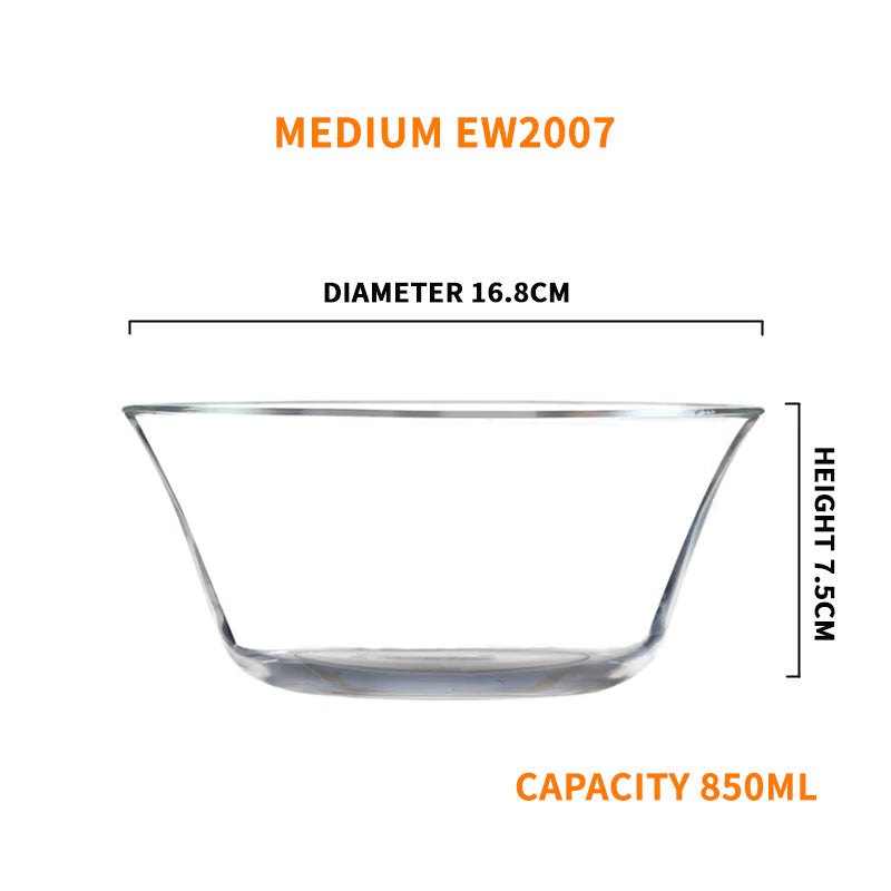 BowLift | Heat-Resistant Tempered Transparent Glass Bowl Creative Household Large Salad Bowl Soup Bowl Microwave Oven Dedicated Large, Medium And Small Three-Piece Set