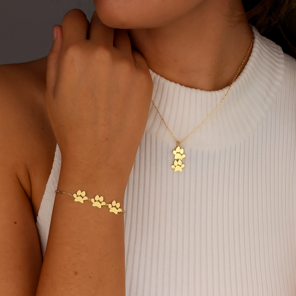 BowLift | Bracelet Personalized Paw Print Engraved Stainless Steel Adjustable