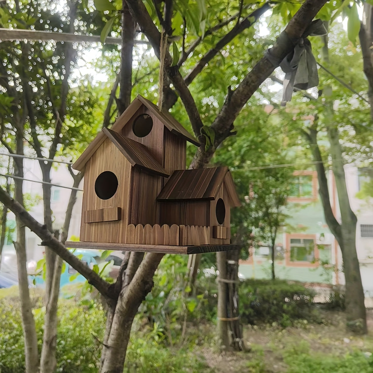 BowLift | Bird House Rustic Wooden Multi-Room Feeder