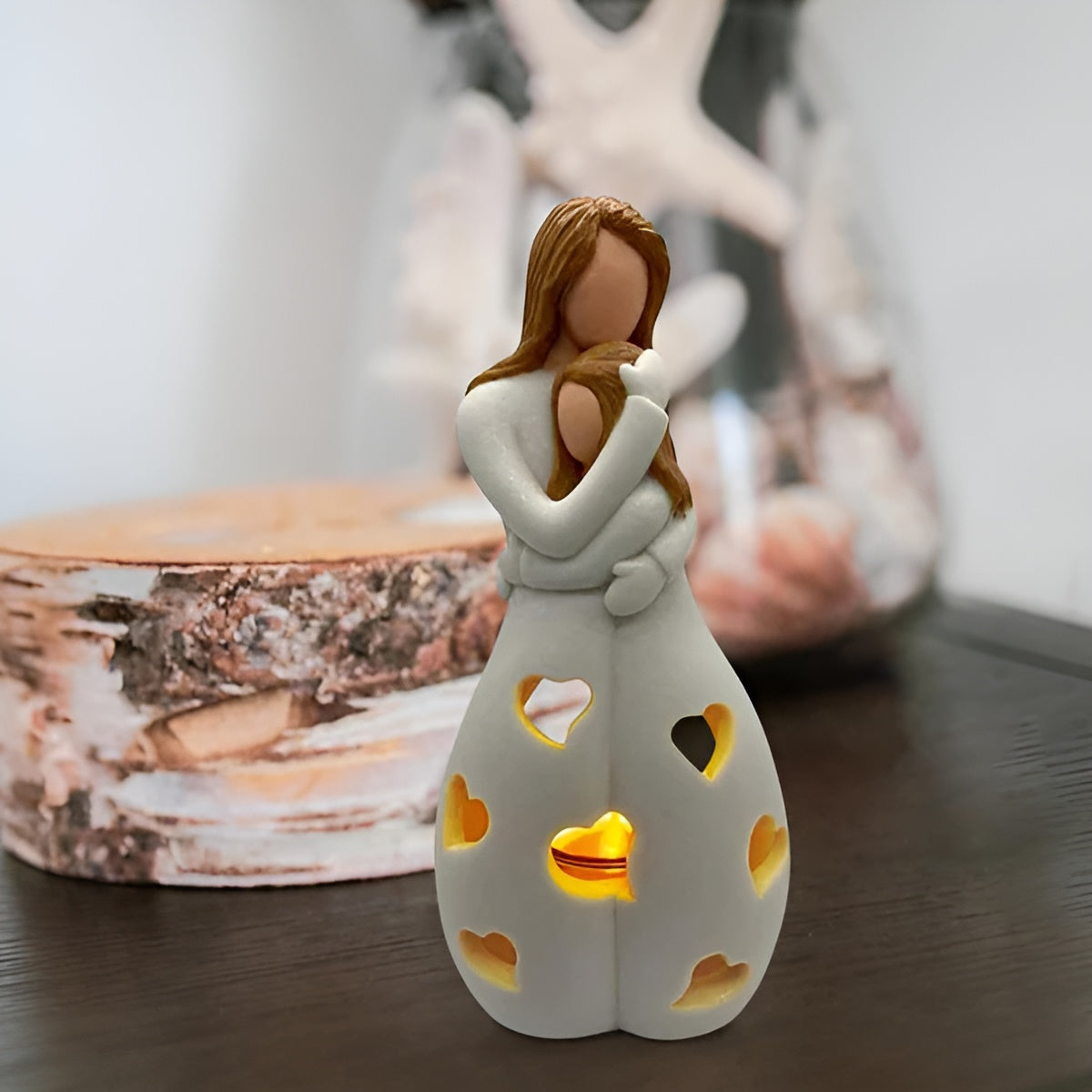BowLift | Embracing Mother Daughter Figure Flickering Candle Holder - LoveGlow