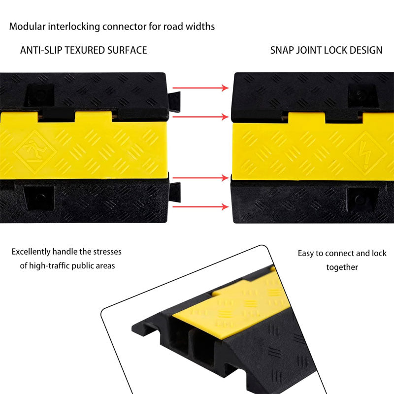 BowLift | Rubber Cable Ramp Wire Cover Cable Protector Ramp Wire Hose Protection 22000 lbs Load Capacity For Asphalt Concrete Gravel Driveway Indoor Outdoor, 3 Pack