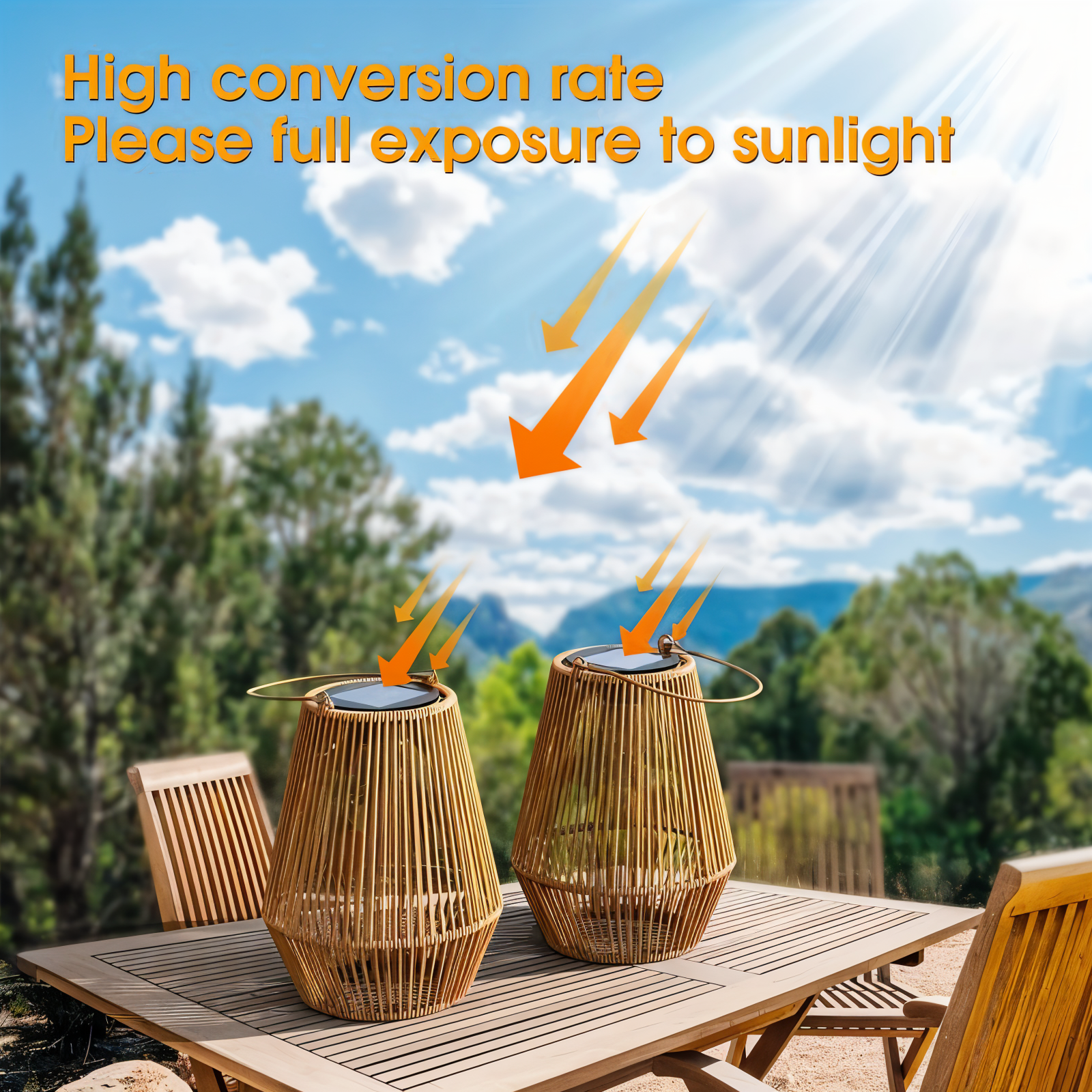 BowLift | CageRattan – Bamboo Solar Garden Light – Waterproof Hanging Lantern