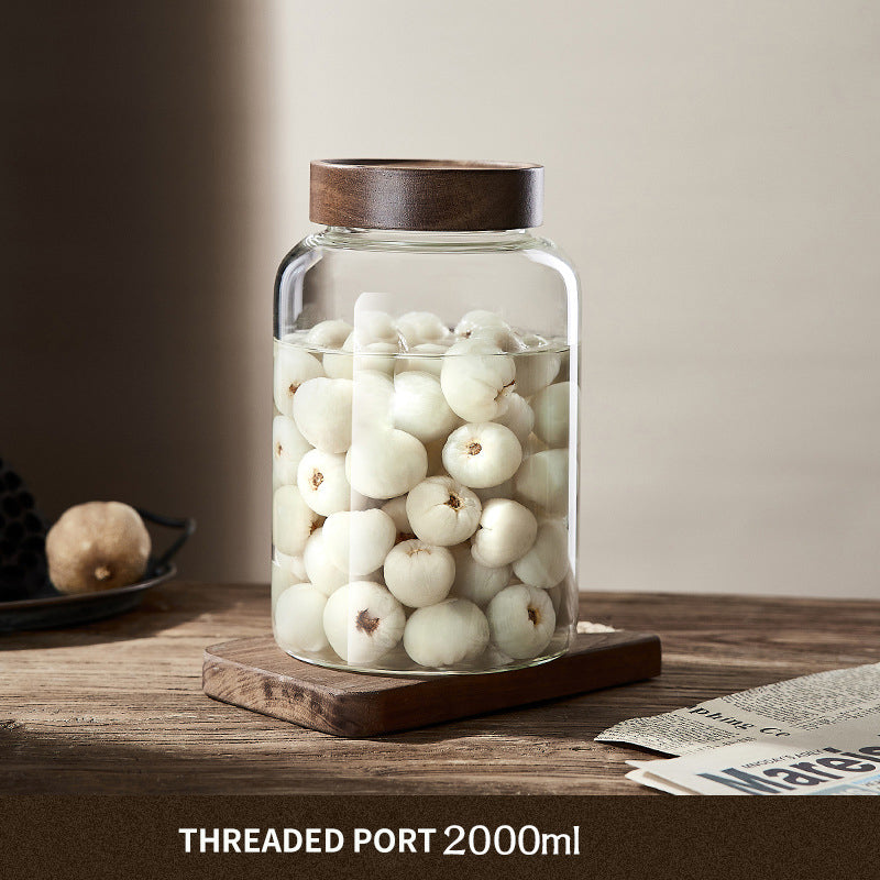 BowLift | Kitchen Storage Bottles And Jars, Glass Airtight Jars With Wooden Lids, Coffee Bean Cereal Candy Jars, Home Brew Jars
