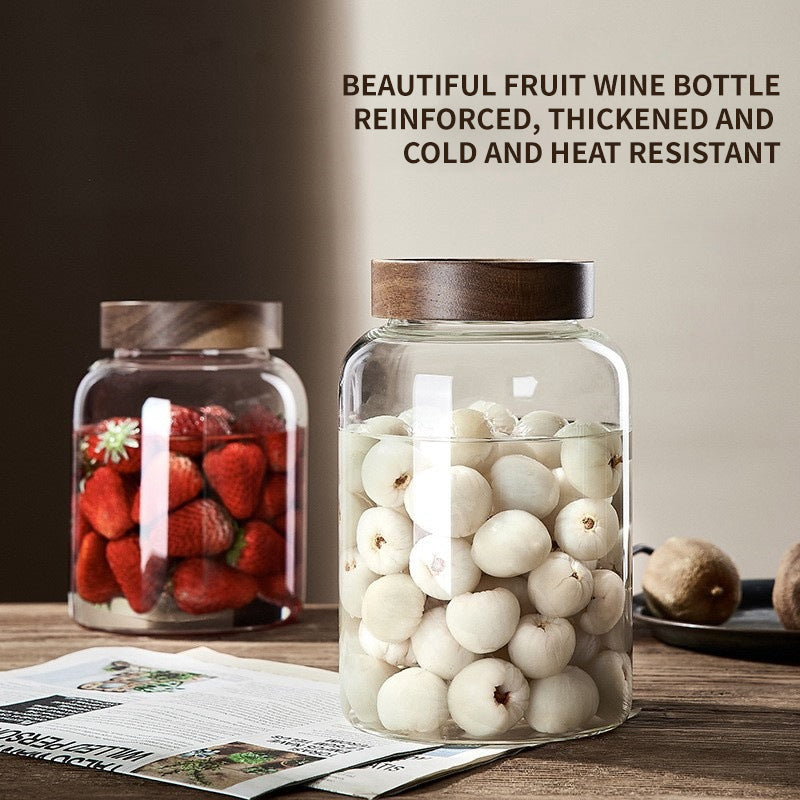BowLift | Kitchen Storage Bottles And Jars, Glass Airtight Jars With Wooden Lids, Coffee Bean Cereal Candy Jars, Home Brew Jars