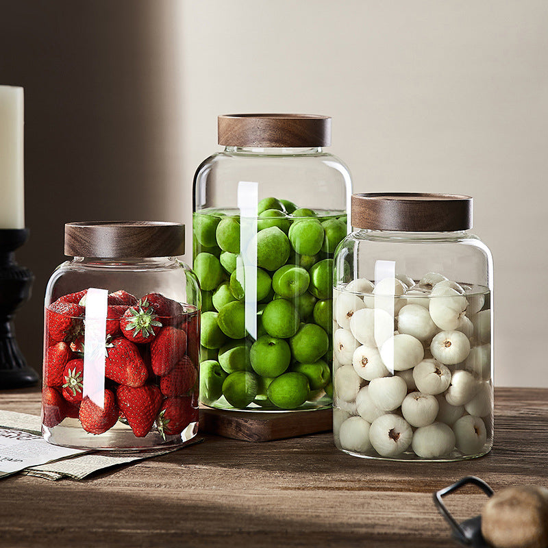 BowLift | Kitchen Storage Bottles And Jars, Glass Airtight Jars With Wooden Lids, Coffee Bean Cereal Candy Jars, Home Brew Jars