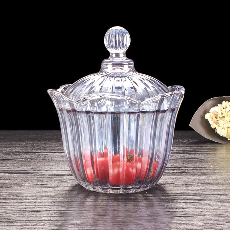 BowLift | 2-piece set, clear glass candy jar with lid wedding candy cube snack jar tea storage jar desktop ornaments