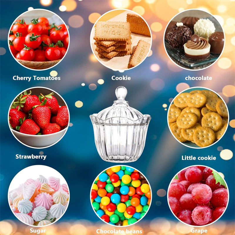 BowLift | 2-piece set, clear glass candy jar with lid wedding candy cube snack jar tea storage jar desktop ornaments