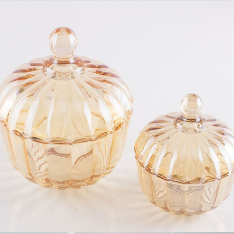BowLift | Lead-Free Glass Candy Jar Pumpkin Style Coffee Sugar Jar With Lid Candy Cup Home Storage Box Sugar Cube Jar
