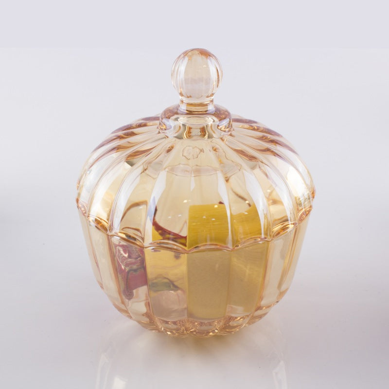BowLift | Lead-Free Glass Candy Jar Pumpkin Style Coffee Sugar Jar With Lid Candy Cup Home Storage Box Sugar Cube Jar
