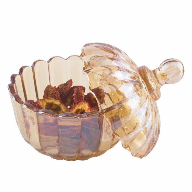 BowLift | Lead-Free Glass Candy Jar Pumpkin Style Coffee Sugar Jar With Lid Candy Cup Home Storage Box Sugar Cube Jar