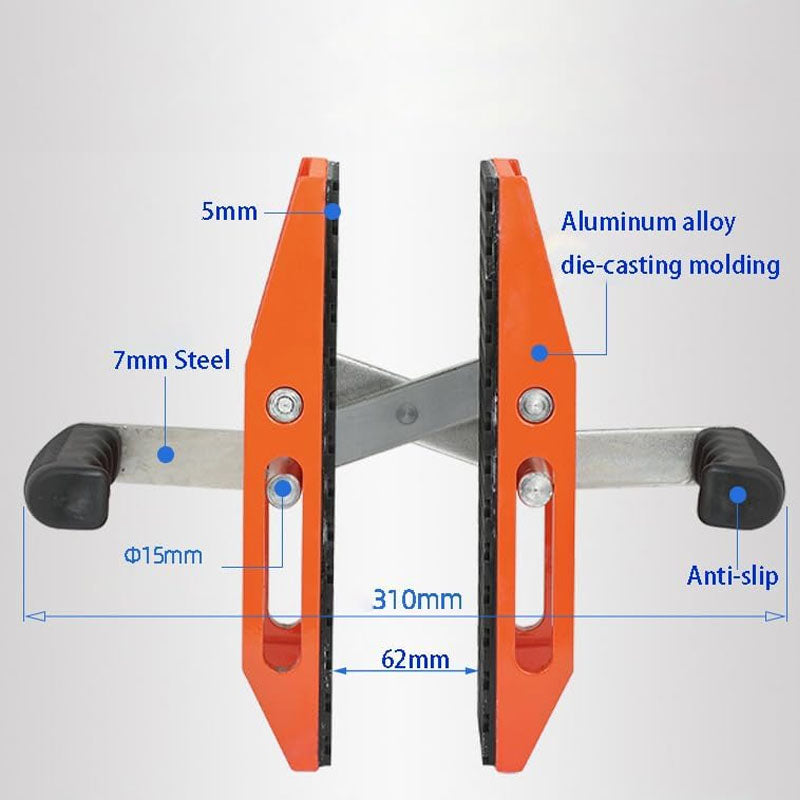BowLift | 2 PCS Stone Carrying Clamps Double Handed Granite Carrying Clamps 2.36 inch (60mm) Rubbler-lined 660lbs Lifting Tools Panel Carriers