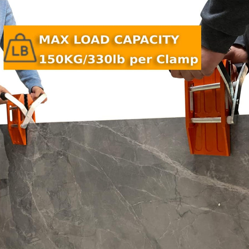 BowLift | 2 pack Double Handed Stone Carrying Clamps 1.97 inch (50mm) with Slip-proof Rubber Pads Granite Lifting Tools