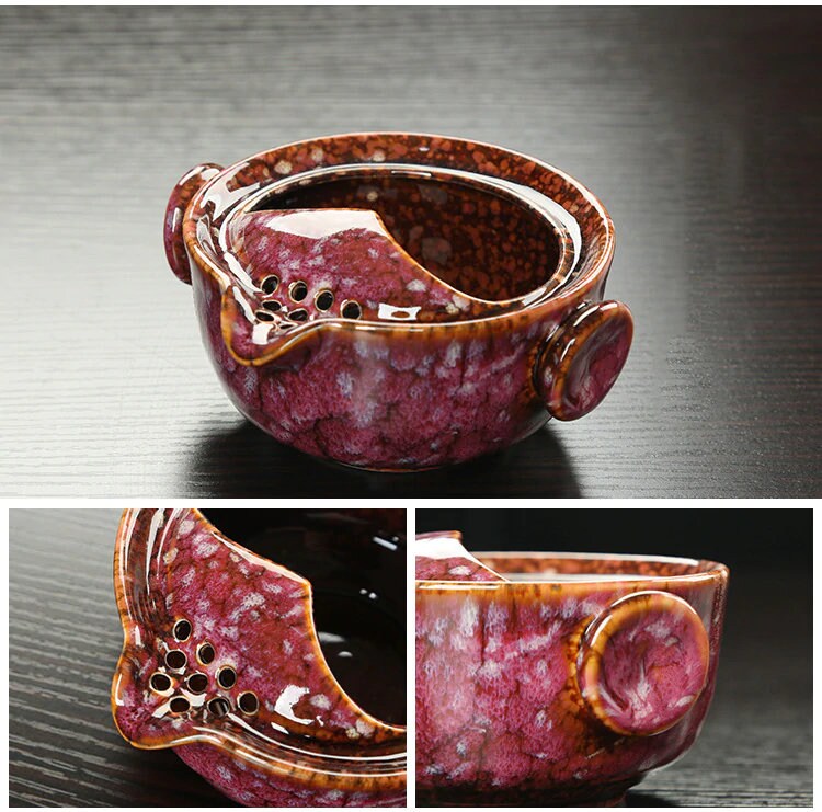 BowLift | Ceramic Gaiwan Set kuai ke Tea Set Camping Kung Fu Tea Set 1 Teapot 1 Cup Travel Teapot Coffee Cup Water Mug Office Kettle Drinking Utensils