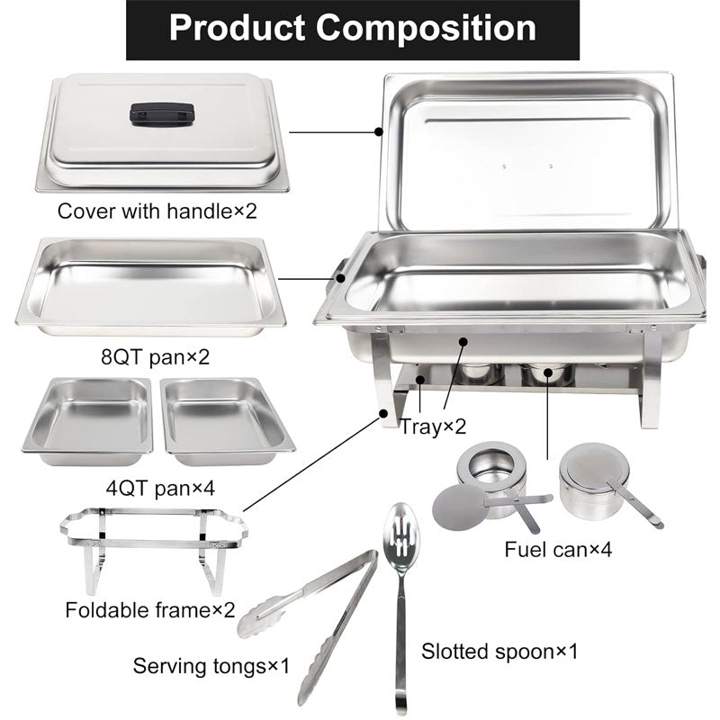BowLift | 2 Pieces 8QT Non-Steel Steel Fire Pot Self-Help Dinner Box, Foldable Frame Rack, Suitable For Customs, Banquets, Dining Activities