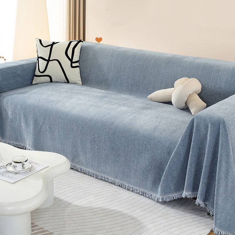 BowLift | Chenille Blanket Herringbone Tassel Sofa Cover