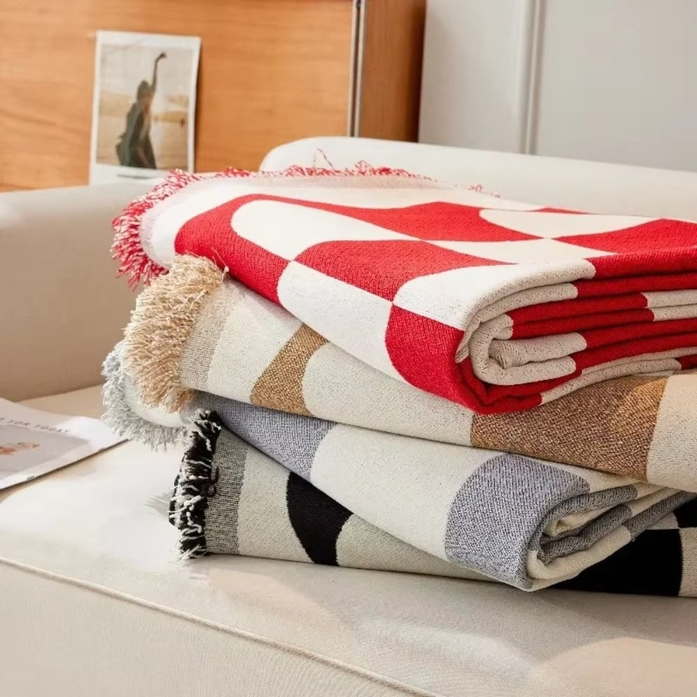 BowLift | Chess Board Chic Tasseled Sofa Cover