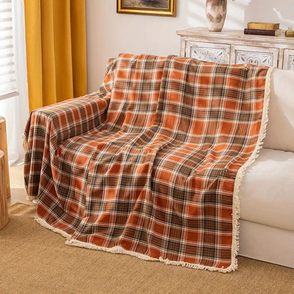 BowLift | Autumn Chestnut Plaid Sofa Cover